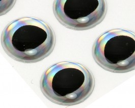 3D Epoxy Fish Eyes, Rainbow Silver, 10 mm